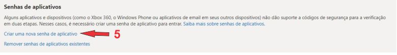 senhas de aplicativos hotmail